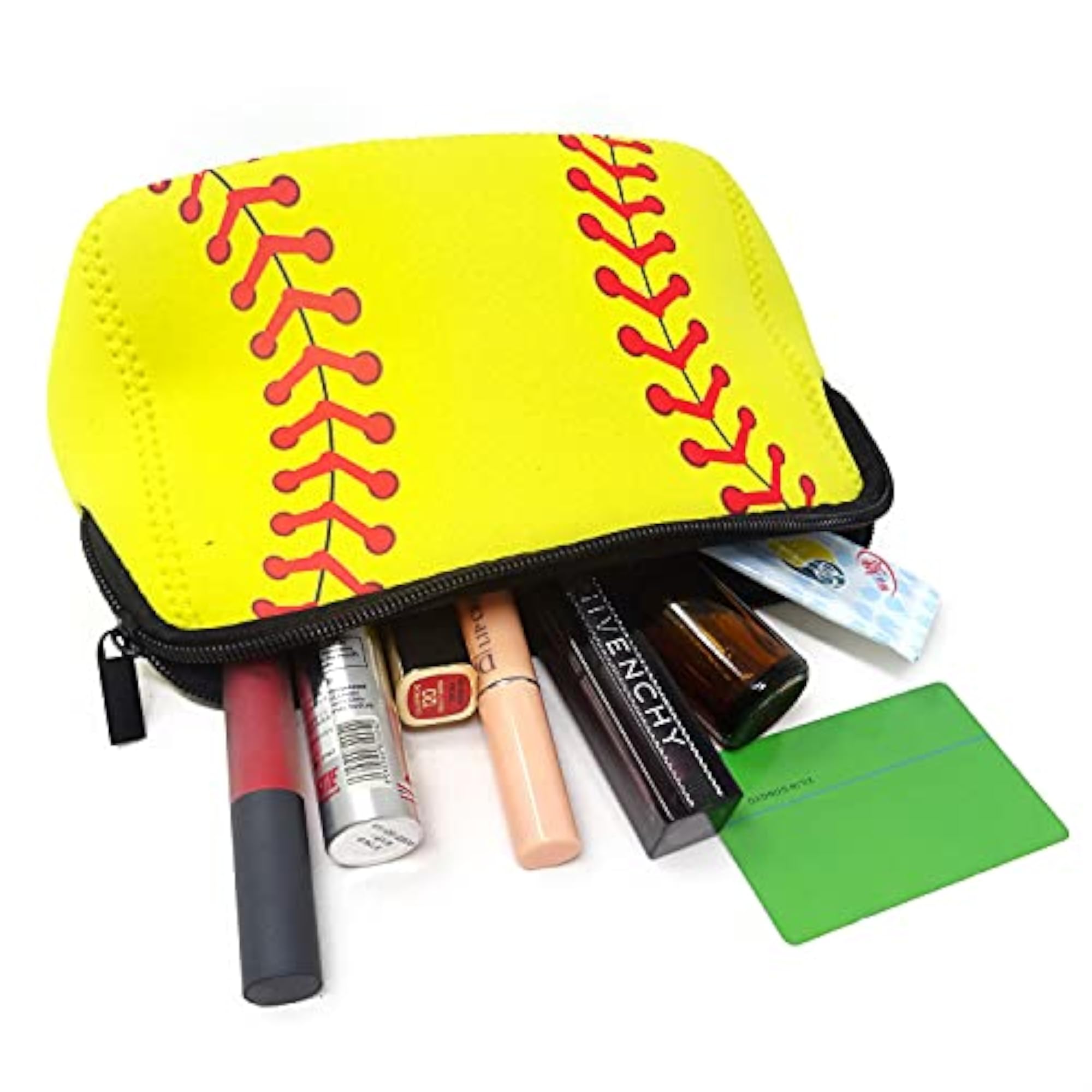 Neoprene Baseball Print Makeup Bag, Waterproof Organizer
