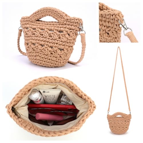Image of CHIC DIARY Women Straw Beach Bag Clutch Purse Small Crossbody Bag Woven Cotton Shoulder Handbag for Summer