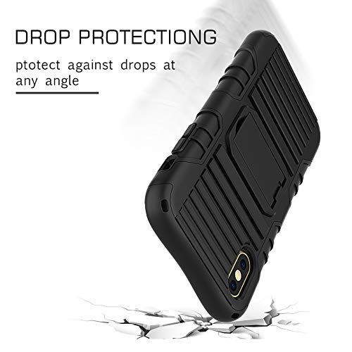 E-Tree Crossbody Lanyard Case For Iphone Xs Max (6.5 Inch) With Kickstand Stand, Shockproof Dual Layered (Hard Pc With Soft Tpu), Anti-Lost Necklace Strap For Kids Elderly Outdoors, Etc Black #TOP6