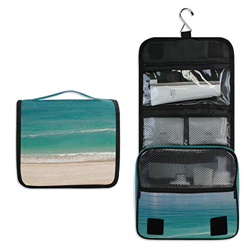 DoubleCW Ocean Hanging Travel Toiletry Bag for Women and Men Hygiene Bag Bathroom and Shower Organizer Kit with Elastic Band Holders for Toiletries, Cosmetics, Makeup, Brushes