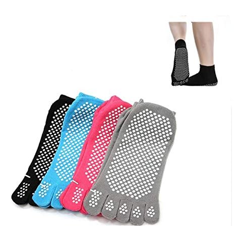 SANIQUEEN.G 4 Pairs Women Yoga Socks Breathable Antiskid Anti-slip Non Slip Yoga Socks For Pilates Yoga Gym Athletic (J-4 Pairs Yoga socks) Cover