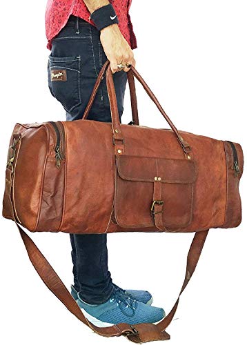 24 Inch Genuine Leather Duffel | Travel Overnight Weekend Leather Bag | Sports Gym Duffel for Men (25 inch)