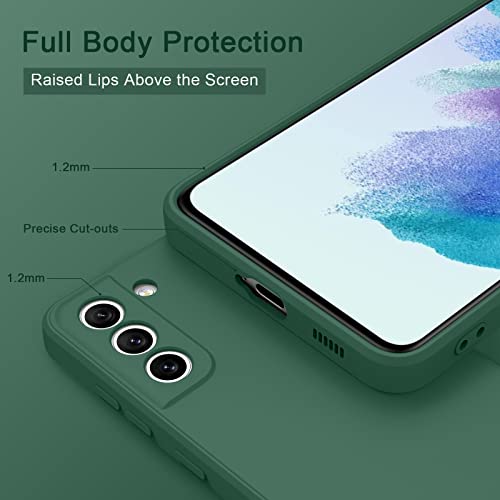 Vanjua [2 Pack] For Samsung Galaxy S21 Fe Case, Stylish Liquid Silicone Slim Full-Body Protective Cover For Samsung Galaxy S21 Fe 5G 6.4 Inch Phone Case (Black+Darkgreen) #TOP3