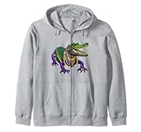 Mardi Gras Alligator Wearing Beads Party Parade Zip Hoodie