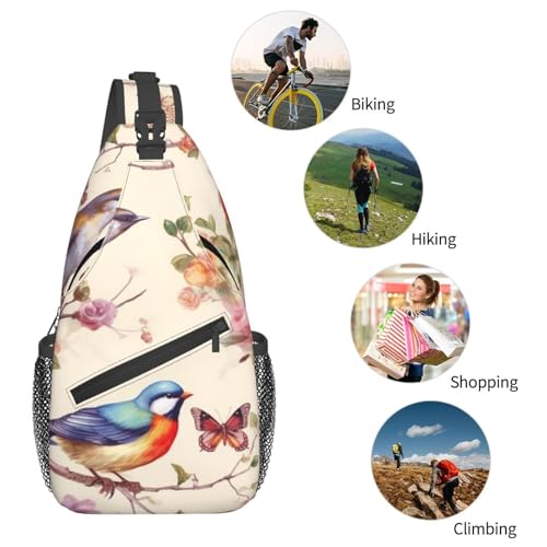 Bolso Crossbody con diseño de pájaros y mariposas miniatura 6