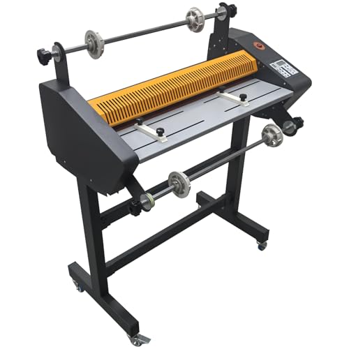 TECHTONGDA Electric Double-Sided Laminating Machine 25'' Laminating Width Hot Cold Roll Laminating Machine, 3m/min Speed Thermal Roll Laminator for 1'' and 3'' Film Core