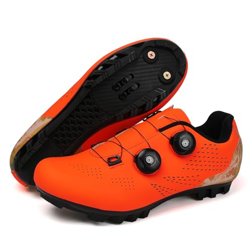 Mateju Scarpe Ciclismo MTB, 36-47 EU, con Pedali SPD, Arancione