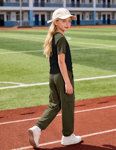 GEMLON Cute Outfits for Girls 2PCS Short Sleeve Graphic Tee and Cargo Pant with Pockets Summer Girls Clothes Size 10 12 — view 4