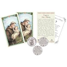 Trendzeen St Anthony Card - Laminated Saint Anthony of Padua Prayer Card, Pocket Token, The Lords Prayer - for Daily Devotion, Reflection - 7 Items Set