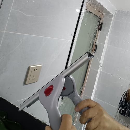 Image of 10-Inch Professional Window Silicone Squeegee for Shower Glass, Easy Change Mirror Cleaner Washer for Countertop Car Cleaning & Washing (Black, 10IN /25CM)