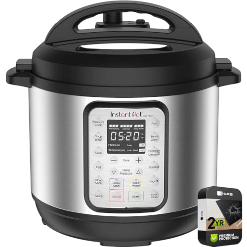 Instant Pot 072-10-4433 Duo Plus 9-in-1 Electric Pressure Cooker 6 Quart Stainless Steel (Renewed) Bundle with 2 YR CPS Enhanced Protection Pack