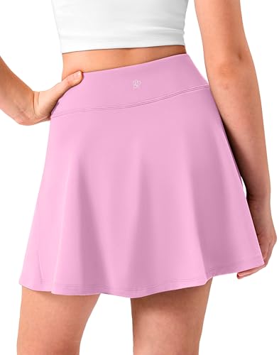 Lollgirl Girls Tennis Skirt with Pockets Pleated Athletic Skort Kids Golf Running School Uniform 2-in-1 Skirts Size 5-15YSkin Pink 8-9 Years