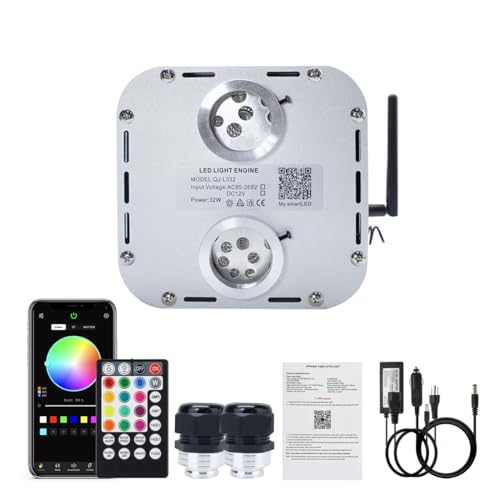 Image of AKEPO 32W Dual-Head Twinkle Fiber Optic Light Engine Replacement, Car Home Twinkle Light Box with APP Control and Music Activated Function for Headliner Stars