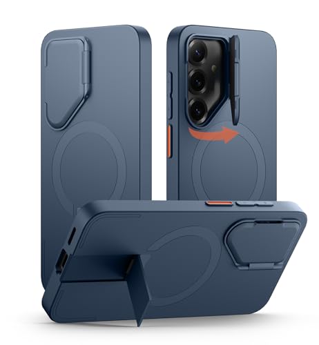 Image of SURITCH for Samsung Galaxy S25+ Plus Phone Case, Magnetic Shockproof Protective Cover with Camera Cover & Adjustable Metal Kickstand for Galaxy S25+ Plus(2025)-Dark Blue