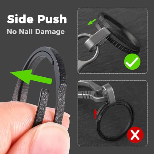 Image of FEGVE Small Titanium Key Chain Rings, Side Push Keychain Ring, Rustproof | Side Push Easy Open, Gr5 titanium alloy, Ultra-light, Corrosion-proof, Anti-deform, for House Car Work Keys