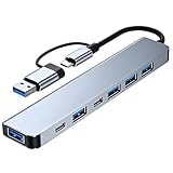 Yasoku USBハブ 7-in-1 Type-C 拡張ドック usb-c hub 多機能PC拡張 5Gbps 高速転送 Mac Pro、Chromebook、iPad Pro、Galaxy S10/S9/S8 Plusなど対応 在宅・外出先リモートワークに最適