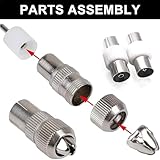 TV Aerial Splitter - 2-Way, 1 Female to 2 Male Coaxial Aerial Splitter with 7pcs TV Aerial Connector Adapter, Compatible with Cable TV & Antenna, Shielded Metal Housing, Signal Booster - Image 6