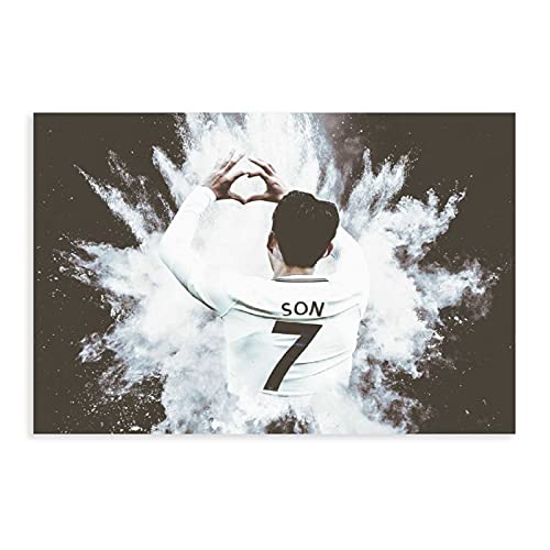Impression sur toile avec inscription « Son Heung Min » - Décoration murale pour chambre à coucher - Paysage sportif - Décoration de bureau - Sans cadre : 30 x 45 cm Cover