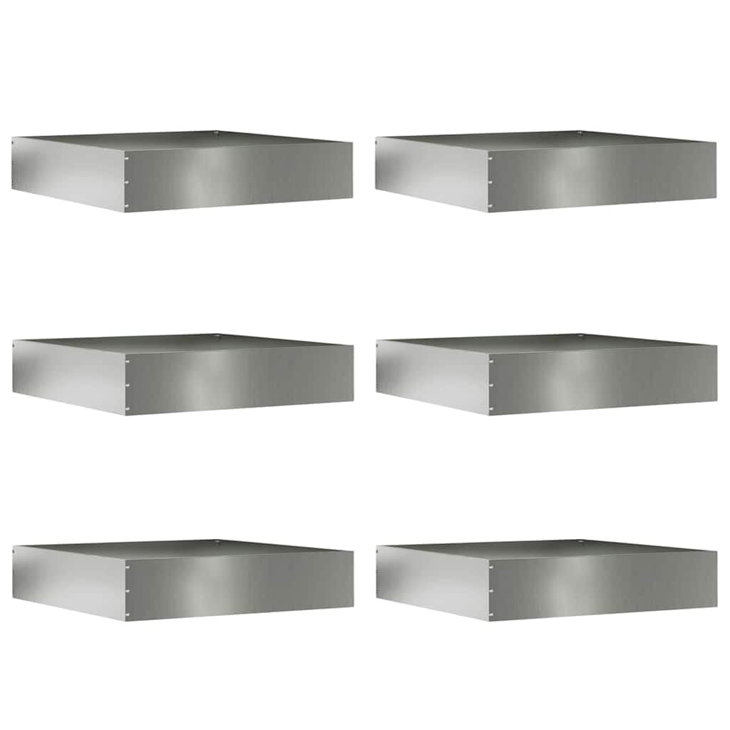 Lot de 6 bordures de pelouse en acier galvanisé - 60 x 60 x 13 cm - Bordure de jardin en métal argenté - Durable - Pour parterre de fleurs et aménagement paysager - Montage facile