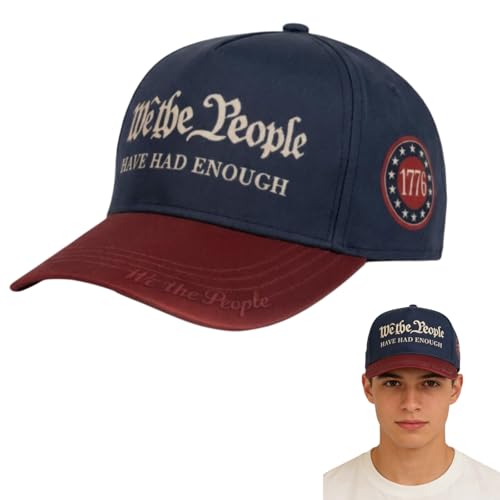 We The People Have Had Enough Hat, Patriotic USA Baseball Cap for Men Women, Structured Crown, Sublimation Print, 1776 Statement Hat Blue