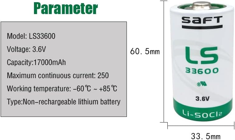 Miniatura 2 de Batería LS33600 para SAFT LS33600BA tamaño D 3.6V 17000mAh batería de litio primaria