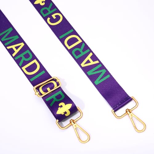 Image of Mardi Gras Purse Strap Replacement Mask Fleur De Lis Purse Strap Purple Crossbody Bag Strap Parade Party Favors