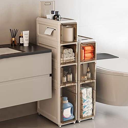 Amazon.com: WEAFIEO Small Slim Bathroom Storage Floor Cabinet with ...
