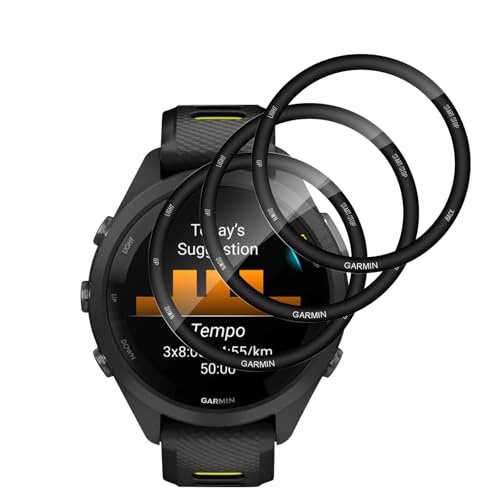 Aerku Protector de Pantalla para Garmin Forerunner 265S, 9H HD Alta Sensibilidad Resistente a Arañazos Borde Negro Cristal Templado Vidrio Templado Pantalla[3 Piezas]