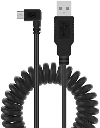 LOKEKE Coiled USB 2.0 Type A to Mini B Cable Male Cord With Left and Right Angle for GoPro Hero 3+,Hero HD, Cellphones,MP3 Players,Digital Cameras Coiled USB 2.0