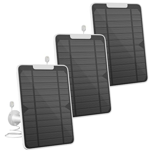 Image of 5V 6W Solar Panel Charger Compatible with Arlo Pro 4/Pro 3/Pro 3 Floodlight/Ultra/Ultra 2, Continuous Power Supply, 9.8ft Waterproof Power Cable, IP65 Weatherproof, Includes Secure Wall Mount, 3 Pack
