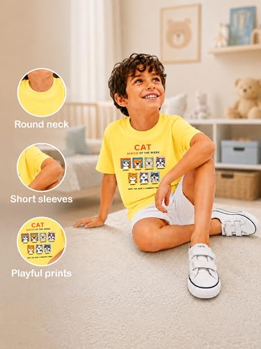 Image of Kidbea Bamboo Unisex Kids T-Shirt Ultra-Soft Premium Half Sleeve Graphic Tee for Boys & Girls, Casual Summer Wear for Toddlers & Kids