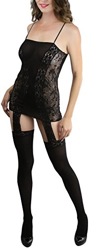 Image of ToBeInStyle Women's Bodystocking Bustier Garter Lingerie Suspender Thigh High Stockings