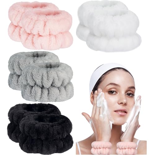 Image of 8pcs Wrist Bands for Washing Face, Arm Face Wash Wristbands, Wrist Towels Cuffs for Washing Face, Wrist Water Catcher, Microfiber Spa Skincare Sweat Wristbands for Women