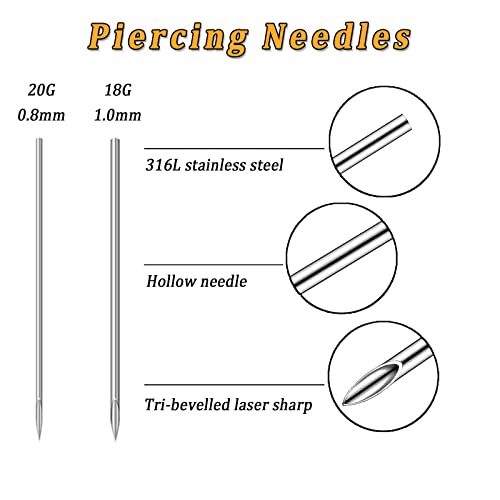 36Pcs Body Piercing Kits - Tonbao Self Body Piercing Kit Stainless Steel Body Piercing Needles Belly Button Ringstongue Nail Earring Lip Eyebrow Nose Rings Body Piercing Tools(18G 20G)… #TOP4