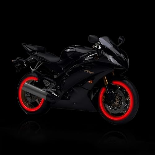 Image of Wheel Rim Fluorescent Adhesive Stickers for Bike & Car | Universal Fit | 16 pcs Strip Set | 1 cm Width, 34 cm Length Each | Waterproof Reflective Rim Tape for Stylish Look & Safety
