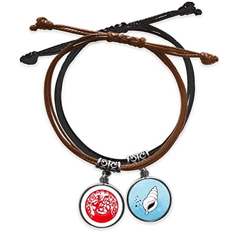 Pulsera de cuero del Año Nuevo Chino con amuleto de perro de corte de papel para muñeca