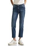 Die Damenjeans hat dekorative Stickerei Details an den Taschen und kann z.B. mit einer eingesteckten Bluse kombiniert werden