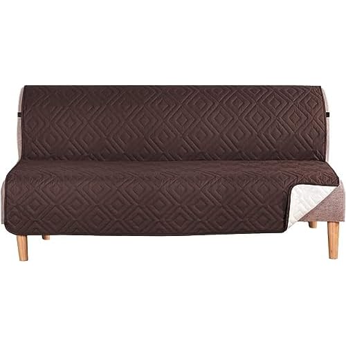 Sofa Slipcover Reversible Sofa Covers Water Resistant Couch Cover with Elastic Straps Washable Furniture Protector for Home with Pets and Kids (Color : Brown, Futon)