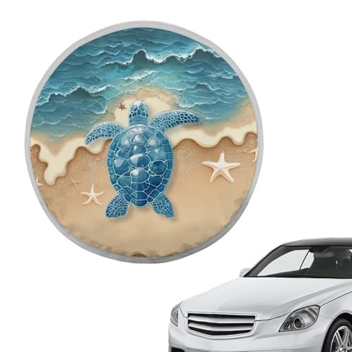 Image of Beach Turtle Steering Wheel Cover Sun Shade Easy to Install Auto Interior Protector Car Steering Wheel Sun Shade Cover Sun Shade for UV Protection Universal Vehicle Accessories