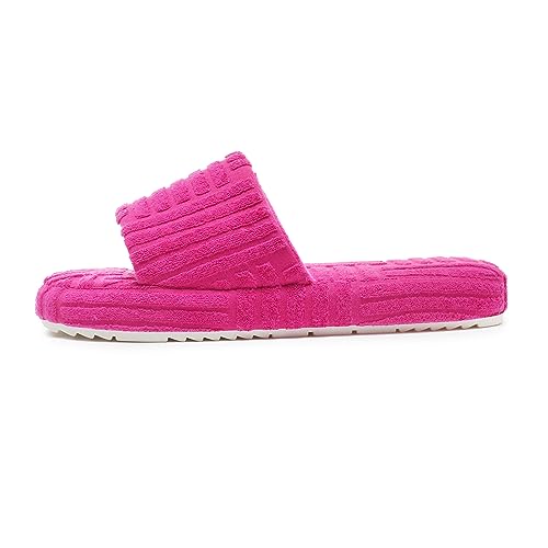 Jakcuz Women's Slide Slippers with Stylish Design Ladies' Slip on Spa Slippers with Non-Slip Rubber Sole Rosy Red Size 93