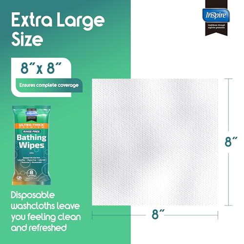 Inspire Ultra Thick Rinse-Free Bath Towels | Shower Towels - Flush-Free Wet Wipes with Aloe | Thick Strong Extra Large Towel for Adults | Body Wipes for Adults Bathing by Inspire - Image 5