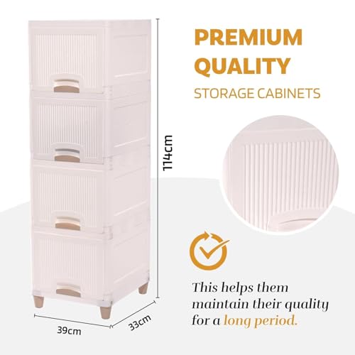 Image of YASONIC π° π§πΆπ²πΏ Foldable Plastic Rack for Storage /Kitchen Cupboard /Versatile and Sturdy Wardrobe for Clothes /Multipurpose Storage Organizer /Closet for Bedroom /Living Room /Laundry Room (Off White)
