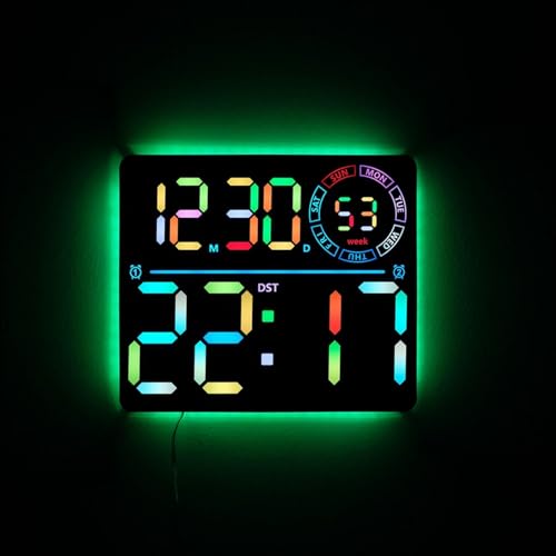 Horloge numérique LED RVB noire avec calendrier perpétuel et luminosité automatique - 7