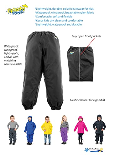 Splashy Waterproof Rain Pants For Kids (4, Black) #TOP2