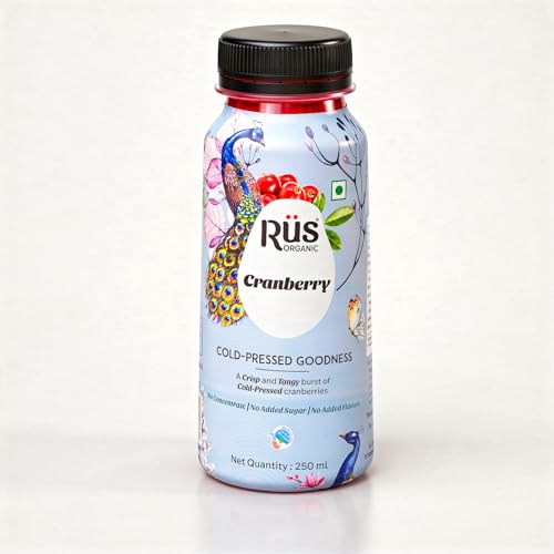 Image of Rus Organic Apple Cranberry Juice | Cranberry & Apple Juice | Natural & Cold-Pressed | Pack of 8 (250ml Each) | Refreshing Sugar Free Drinks | No Preservatives | Rich in Antioxidants