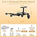 Universal Stroller Board with Detachable Seat, 2 in1 Stroller Ride-On Board, Sit and Stand Stroller Attachment for 3-7 Years Old, Holds Up to 55 lbs