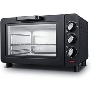 Mini-oven en grill, mini elektrische zwarte oven met timer, kleine oven, kleine oven voor thuis bakken, 15 liter elektrische oven, drielaags kaartontwerp