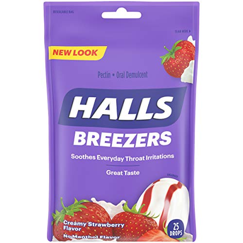 Halls Breezers Creamy Strawberry Throat Drops - 25 Drops (1 Bag Of 25 Drops) #TOP8