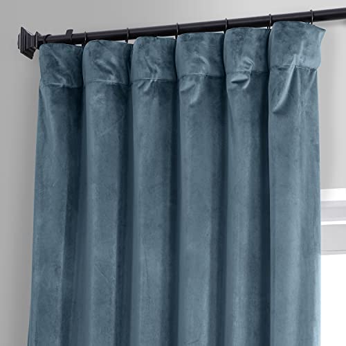 Image of HPD Half Price Drapes Signature Plush Velvet Blackout Curtains for Bedroom (1 Panel), 50W X 84L Hotel Black Out Curtains for Living Room, Thermal Insulated Blackout Curtains for Windows, Oxford Blue
