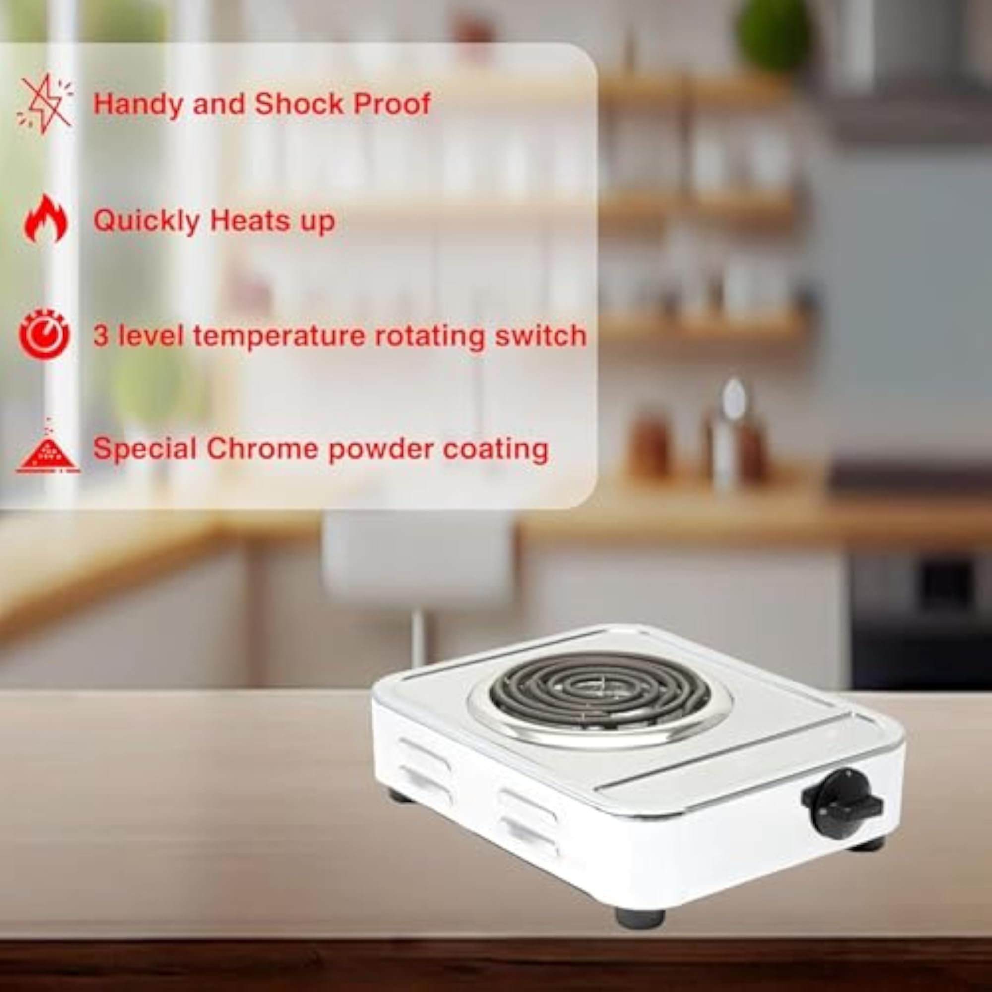 2000W Portable Electric Hot Plate, Durable Stainless Steel